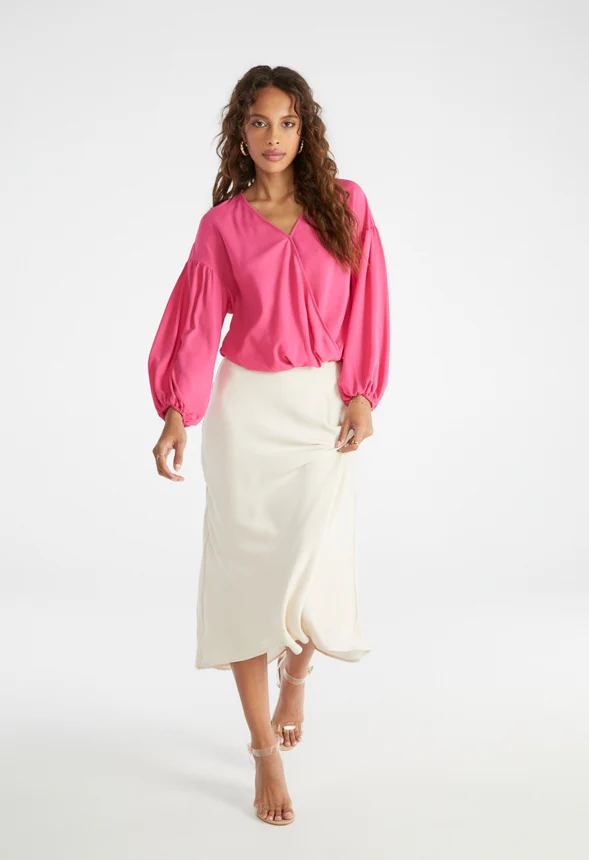 Surplice Blouson Sleeve Blouse - Image 4