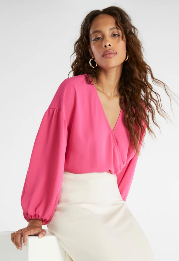 Surplice Blouson Sleeve Blouse - Image 3