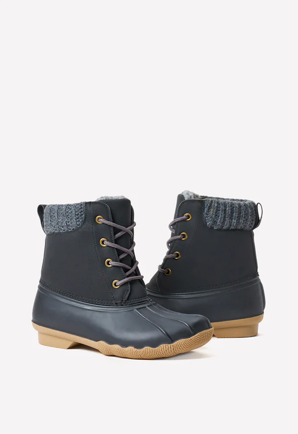 Sweater Cuff Lace Up Duck Boot - Image 2