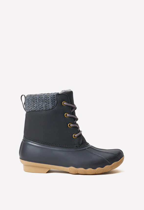 Sweater Cuff Lace Up Duck Boot - Image 3