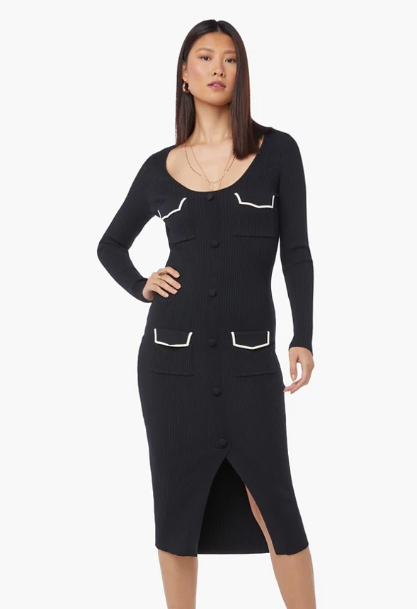 Long Sleeve Sweater Midi Dress - Image 2