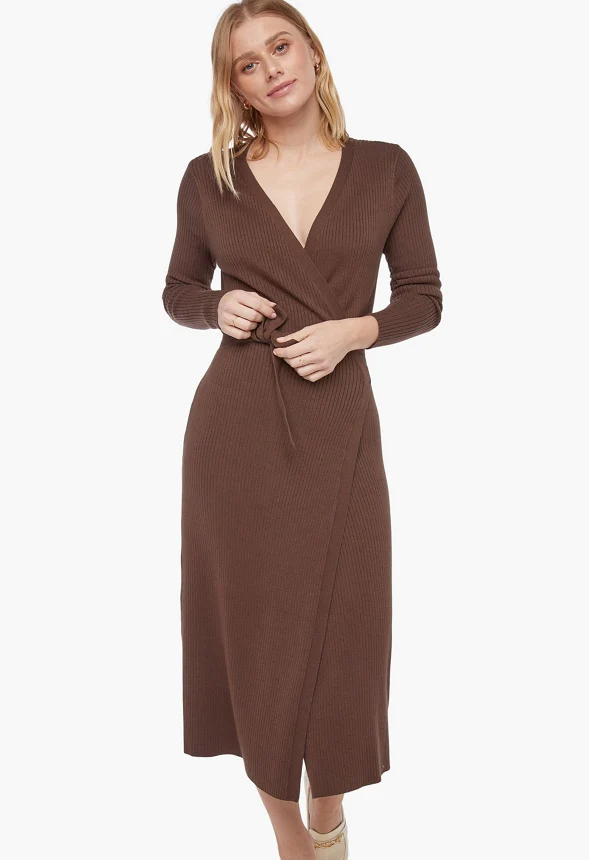 Sweater Wrap Dress - Image 4