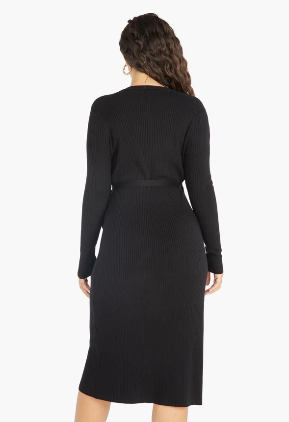 Sweater Wrap Dress - Image 2