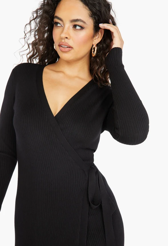 Sweater Wrap Dress - Image 3