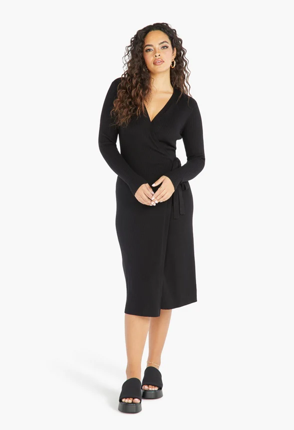 Sweater Wrap Dress - Image 4