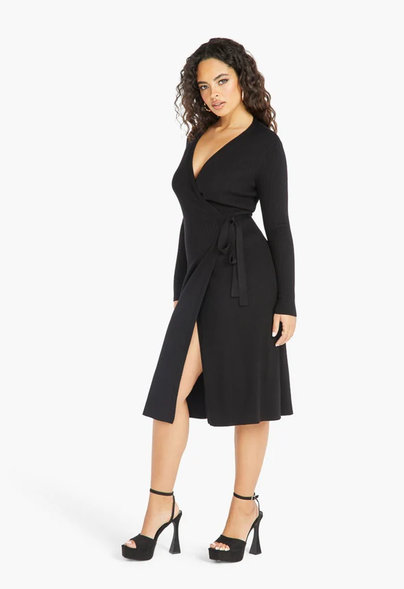 Sweater Wrap Dress - Image 5