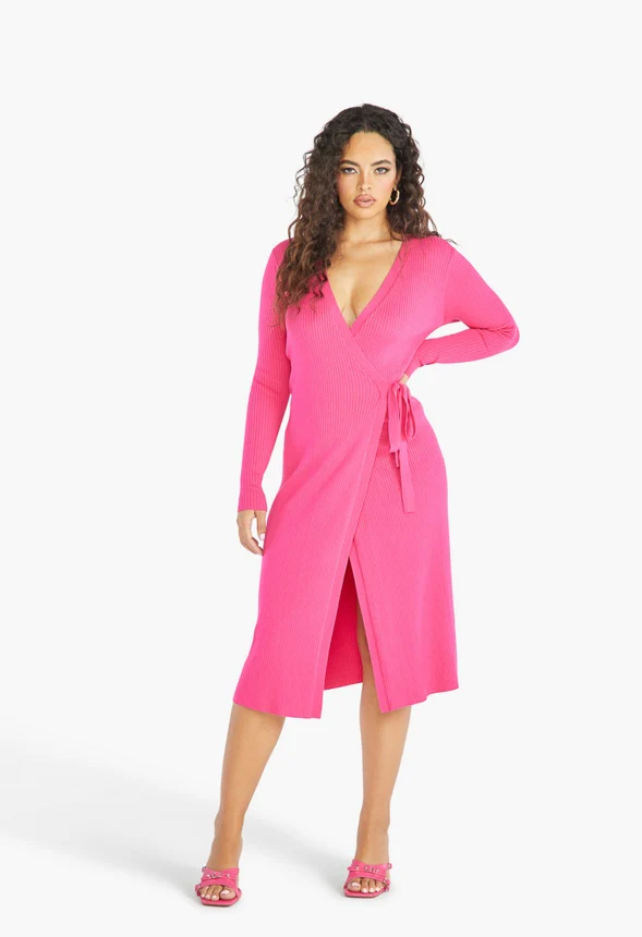 Sweater Wrap Dress - Image 4