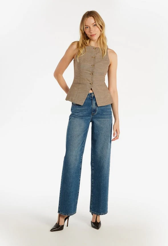 Tailored Buttoned Apron Vest - Image 5