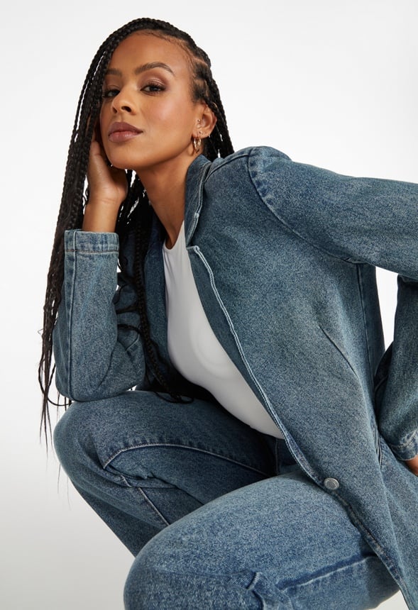 Tailored Denim Blazer - Image 3