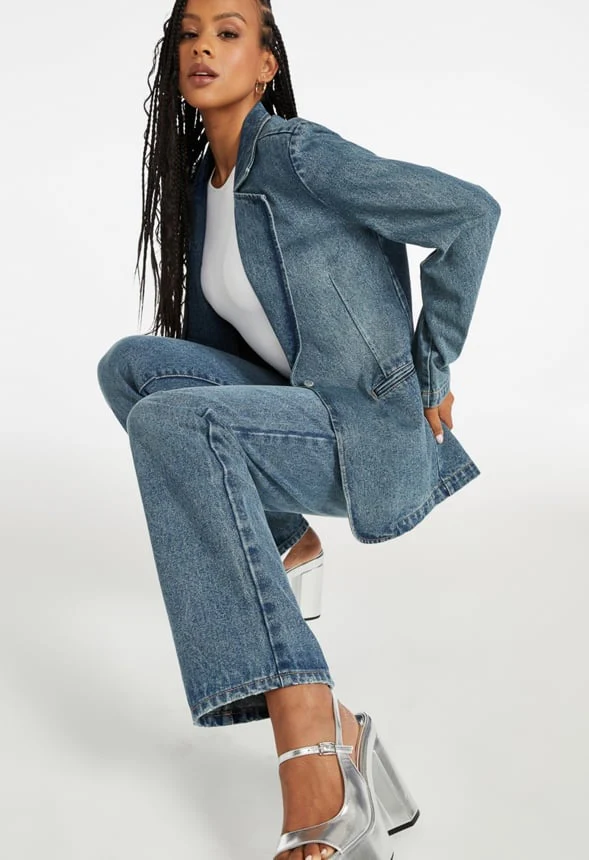 Tailored Denim Blazer - Image 4