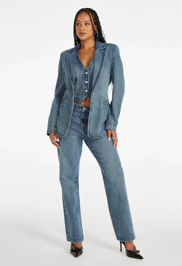 Tailored Denim Blazer - Image 5