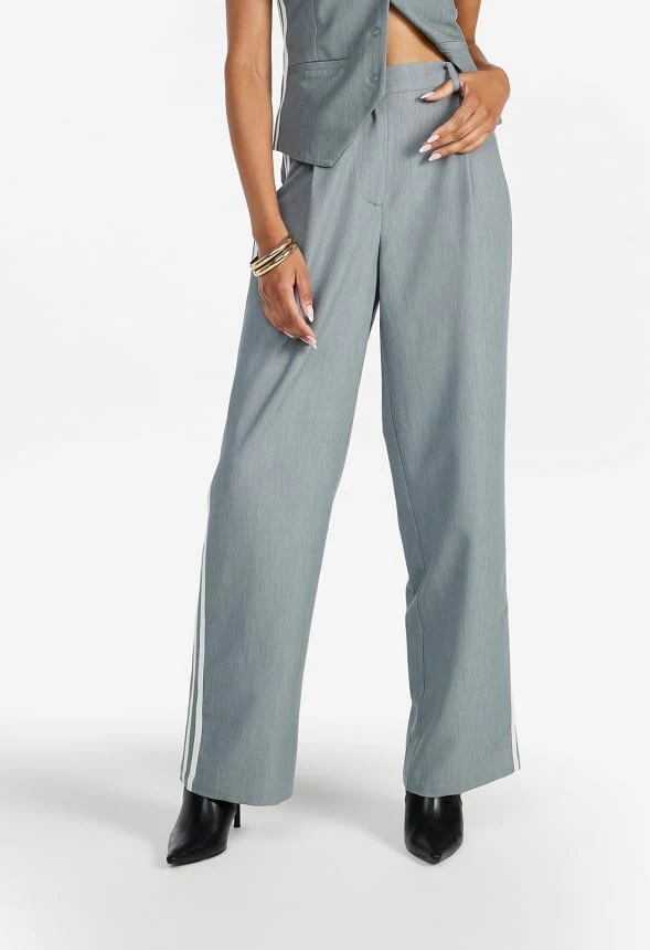 Tailored Mid Rise Racer Wide Leg Trousers - Image 3