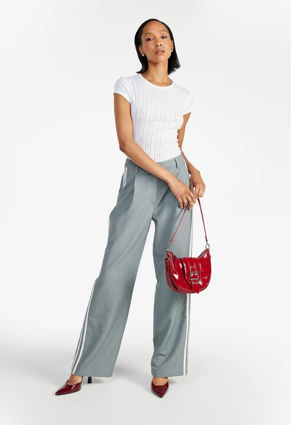 Tailored Mid Rise Racer Wide Leg Trousers - Image 4