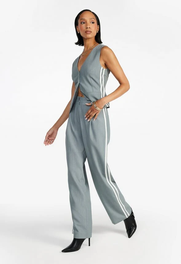 Tailored Mid Rise Racer Wide Leg Trousers - Image 5