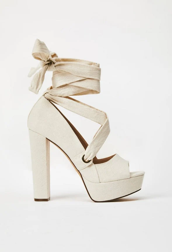 Takkara Block Heeled Peep Toe Pump - Image 3