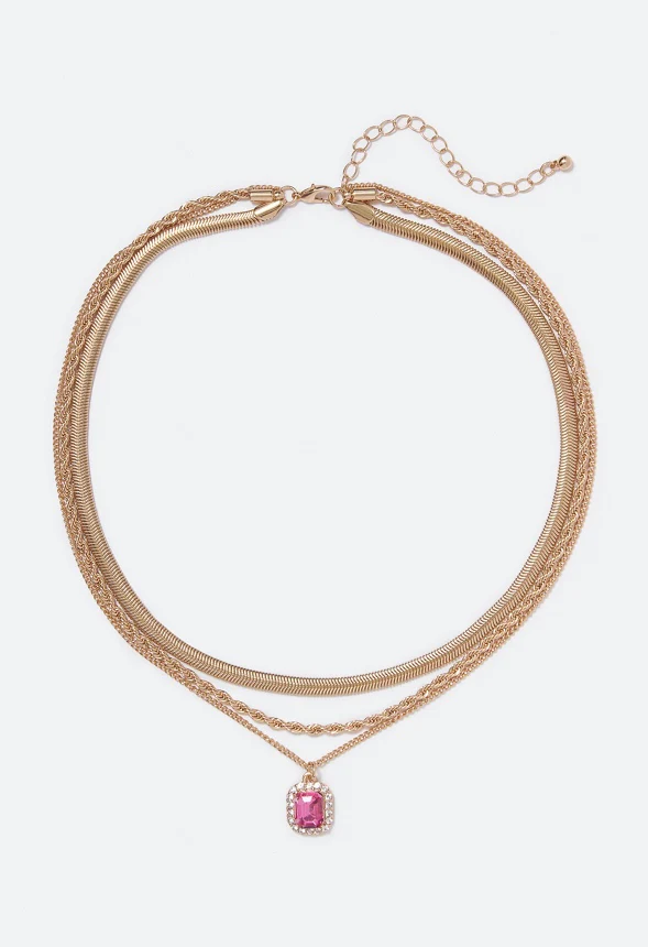 Talia Pink Layered Necklace - Image 2