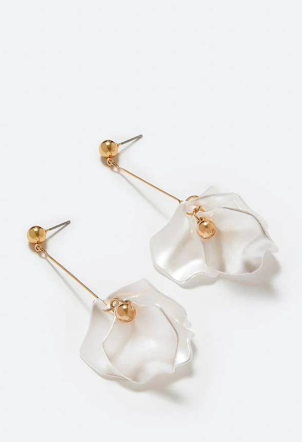 Tam Pearlized Petals Flower Drop Earrings - Image 2