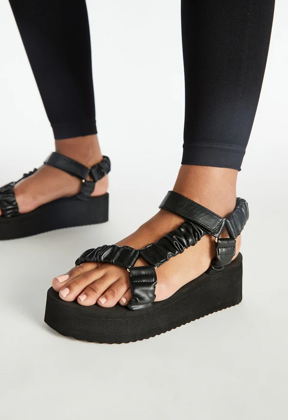 Taneisa Ruched Strappy Wedge - Image 2