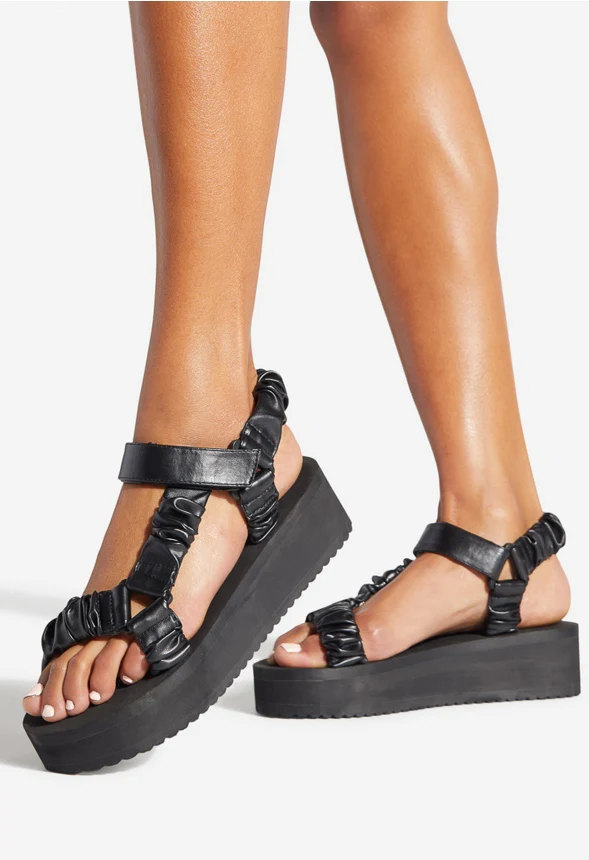 Taneisa Ruched Strappy Wedge - Image 6