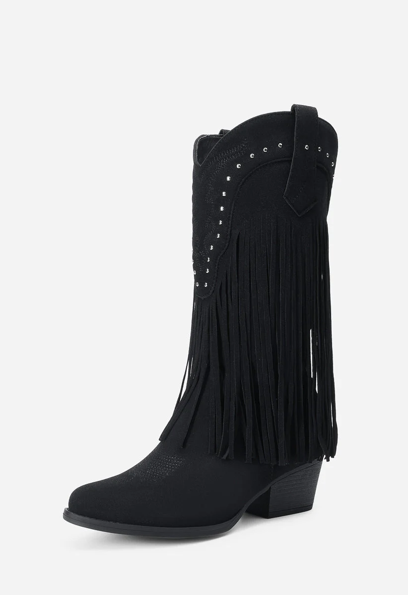 Tassel Mid-Calf Western Boots - Image 2