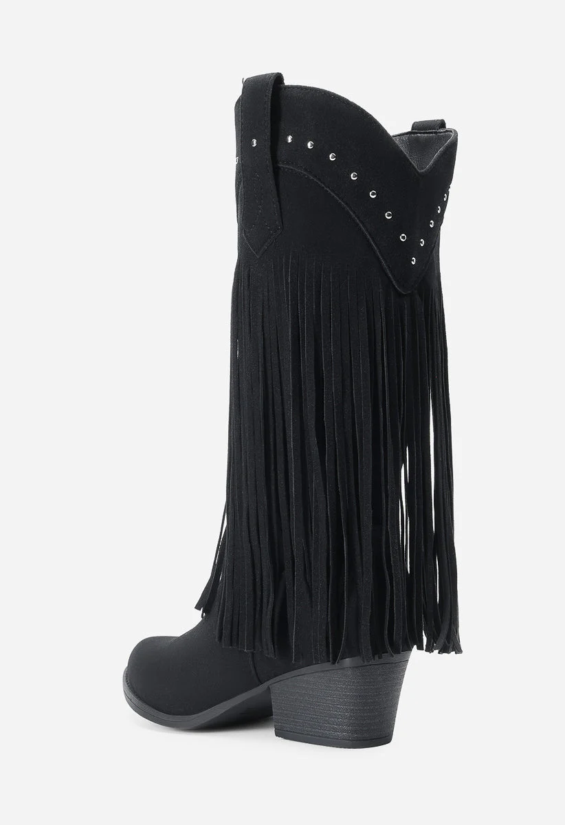 Tassel Mid-Calf Western Boots - Image 4