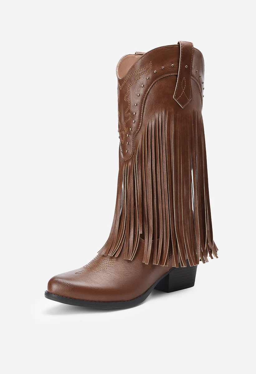 Tassel Mid-Calf Western Boots - Image 2