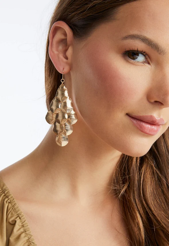 Tay Etched Petals Chandelier Drop Earrings - Image 2