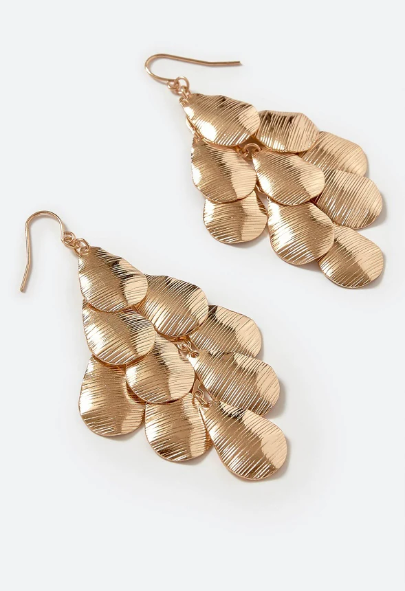 Tay Etched Petals Chandelier Drop Earrings - Image 3