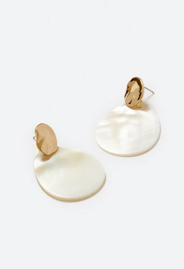 Tay Shell Disc And Hammered Metal Drop Earrings - Image 3