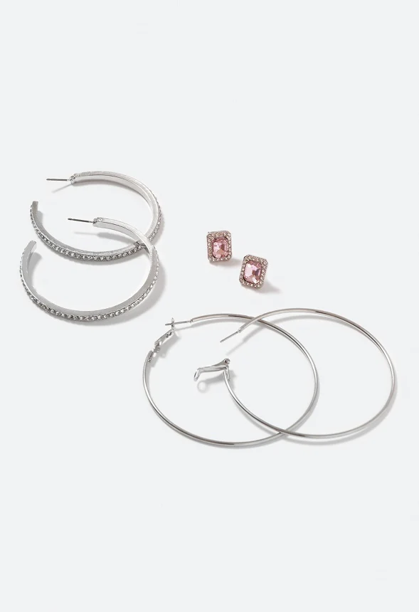 Taylor Mixed 3 Pair Pack Hoop Earrings - Image 3