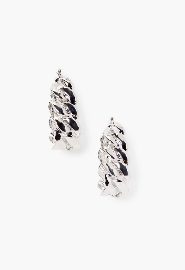 Teardrop Chain Hoop Earrings - Image 3