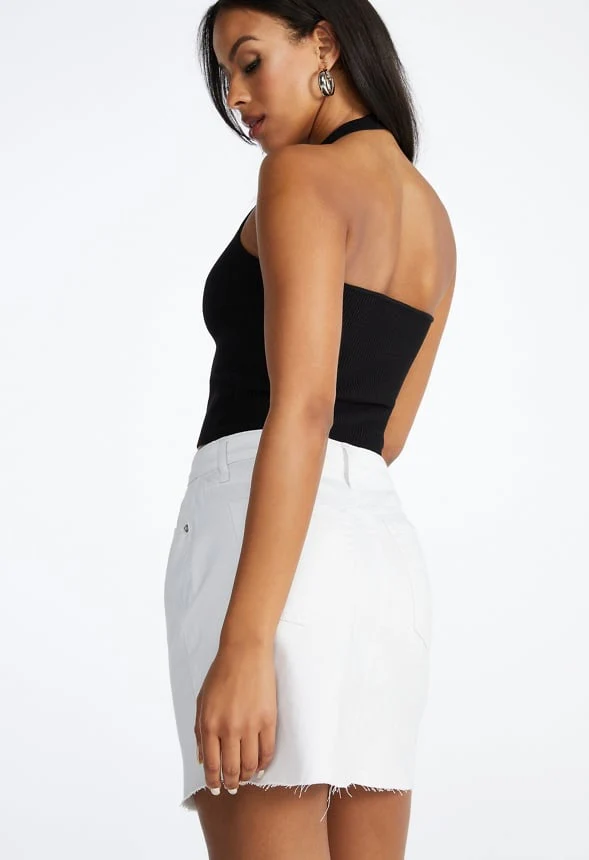Tess Shirttail Hem Denim Mini Skirt - Image 2