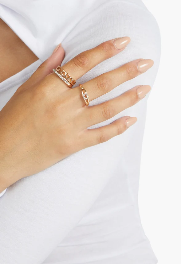 Thea Mixed Band Heart Ring Pack - Image 2