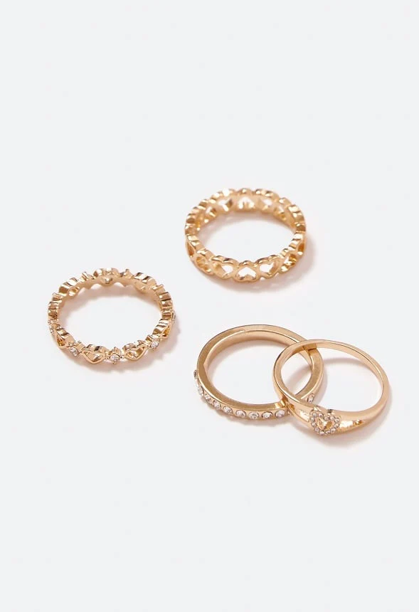 Thea Mixed Band Heart Ring Pack - Image 3