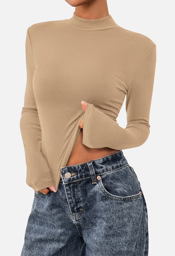 Thermal Ribbed Layering Knit Top - Image 2