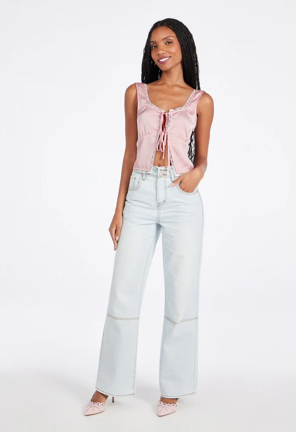 Tie Front Lace Trim Tank - Image 4