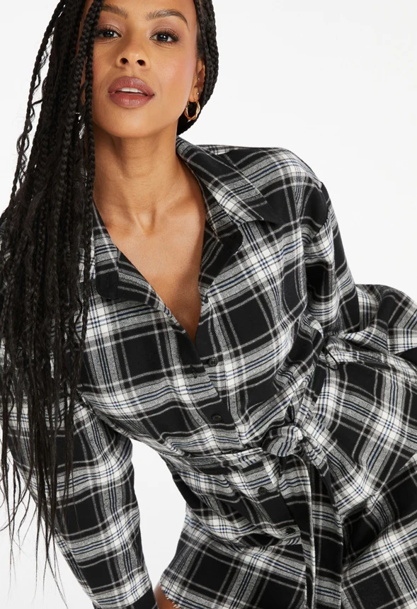Tie Waist Mini Shirt Dress - Image 3