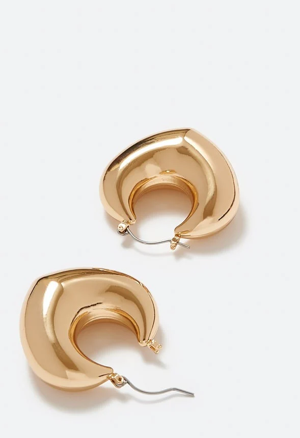 Tori Graduated Domed Metal Hoop Earrings - Image 3