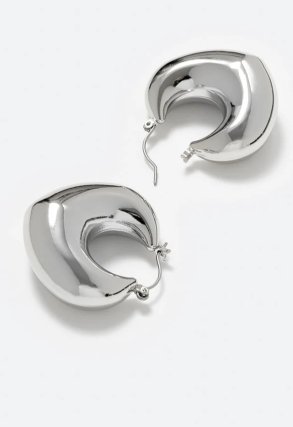 Tori Graduated Domed Metal Hoop Earrings - Image 3