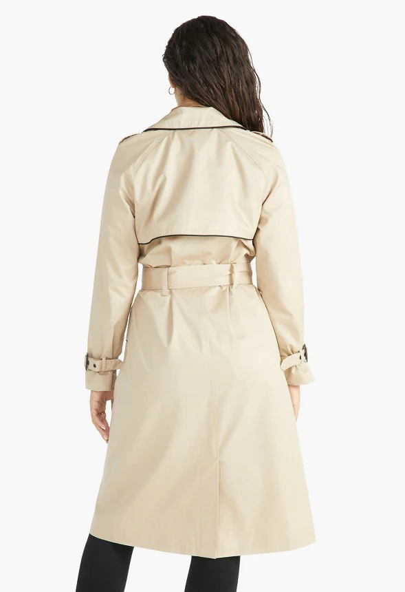 Trench Coat With Contrast Piping - Image 3