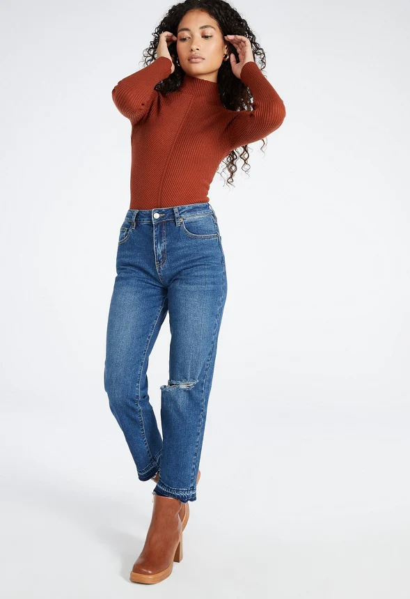 Tristan Mid Rise Ankle Straight Jeans - Image 4