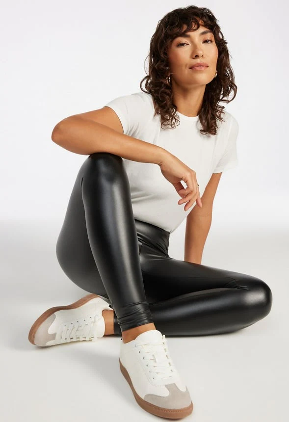 Tummy Tamer Faux Leather Ankle Leggings - Image 3
