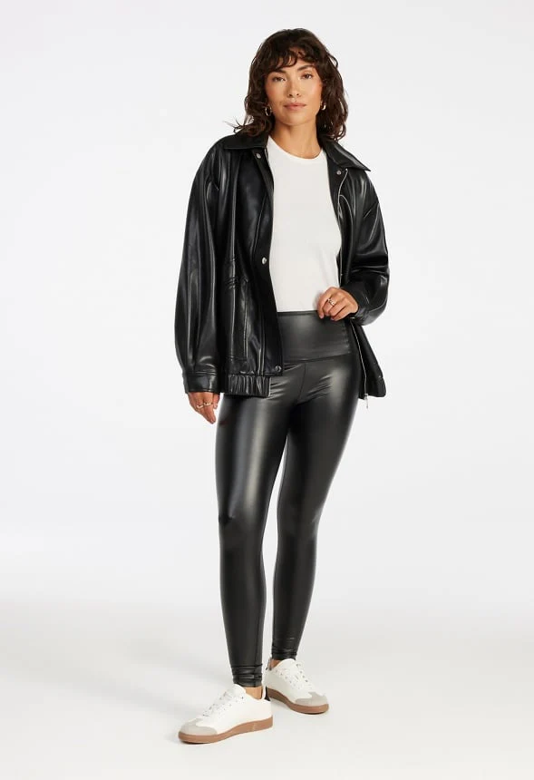 Tummy Tamer Faux Leather Ankle Leggings - Image 5