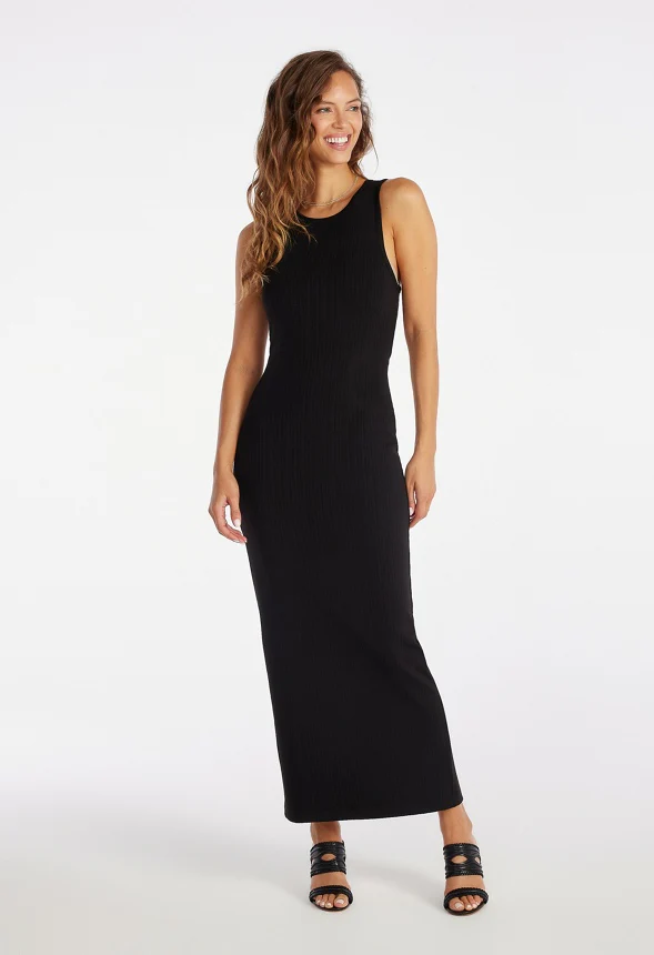 Tummy Tamer Halter Rib Maxi Dress - Image 4