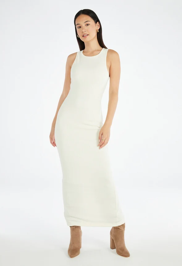 Tummy Tamer Halter Rib Maxi Dress