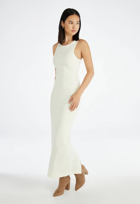 Tummy Tamer Halter Rib Maxi Dress - Image 4
