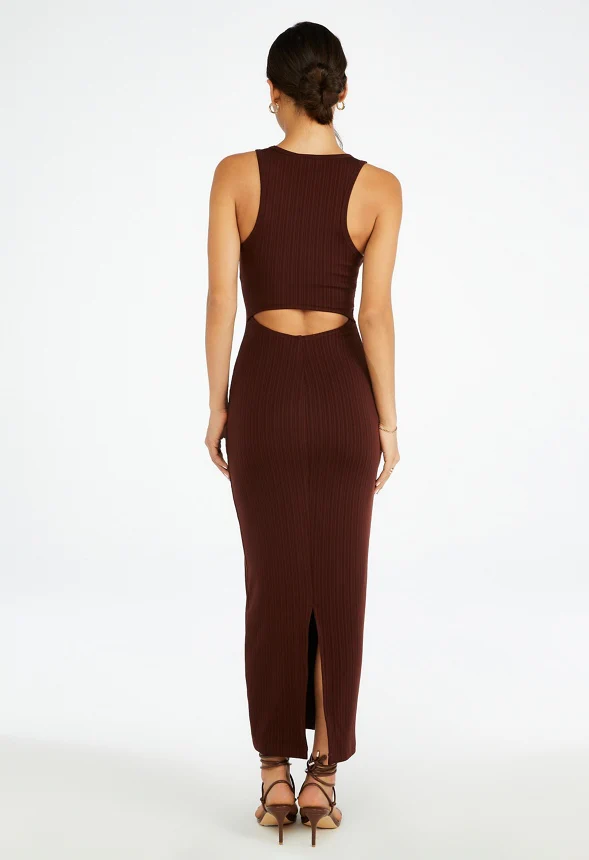 Tummy Tamer Halter Rib Maxi Dress - Image 2