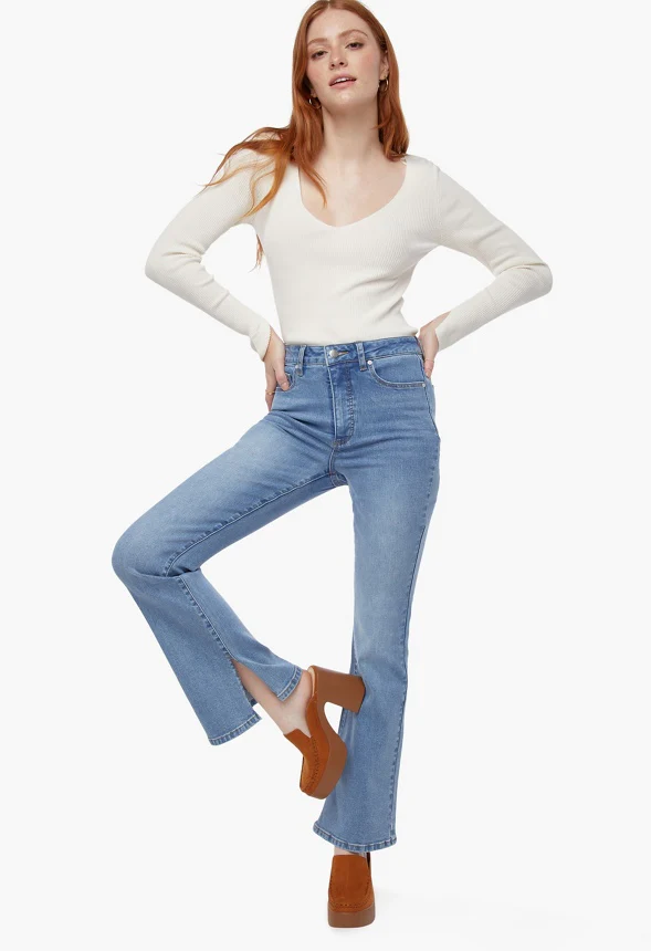 Mya Tummy Tamer Skinny Flare With Slit Jeans - Image 4