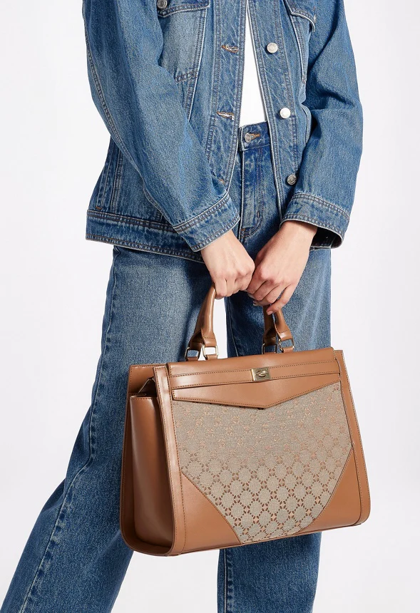 Turn Lock Top Handle Satchel - Image 2