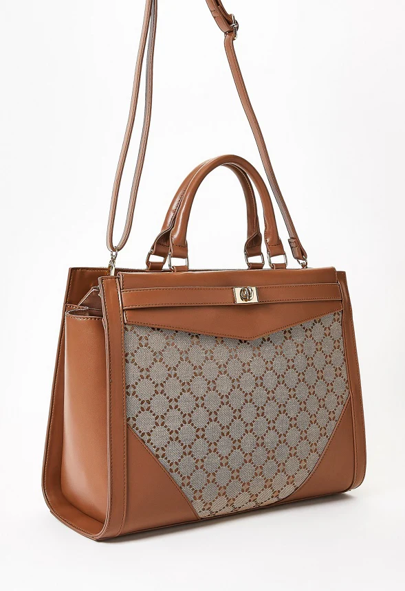 Turn Lock Top Handle Satchel - Image 4